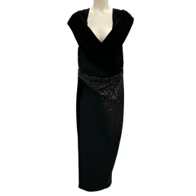 Talbot Runhof Black Sequined Velvet Gown / Formal Dress