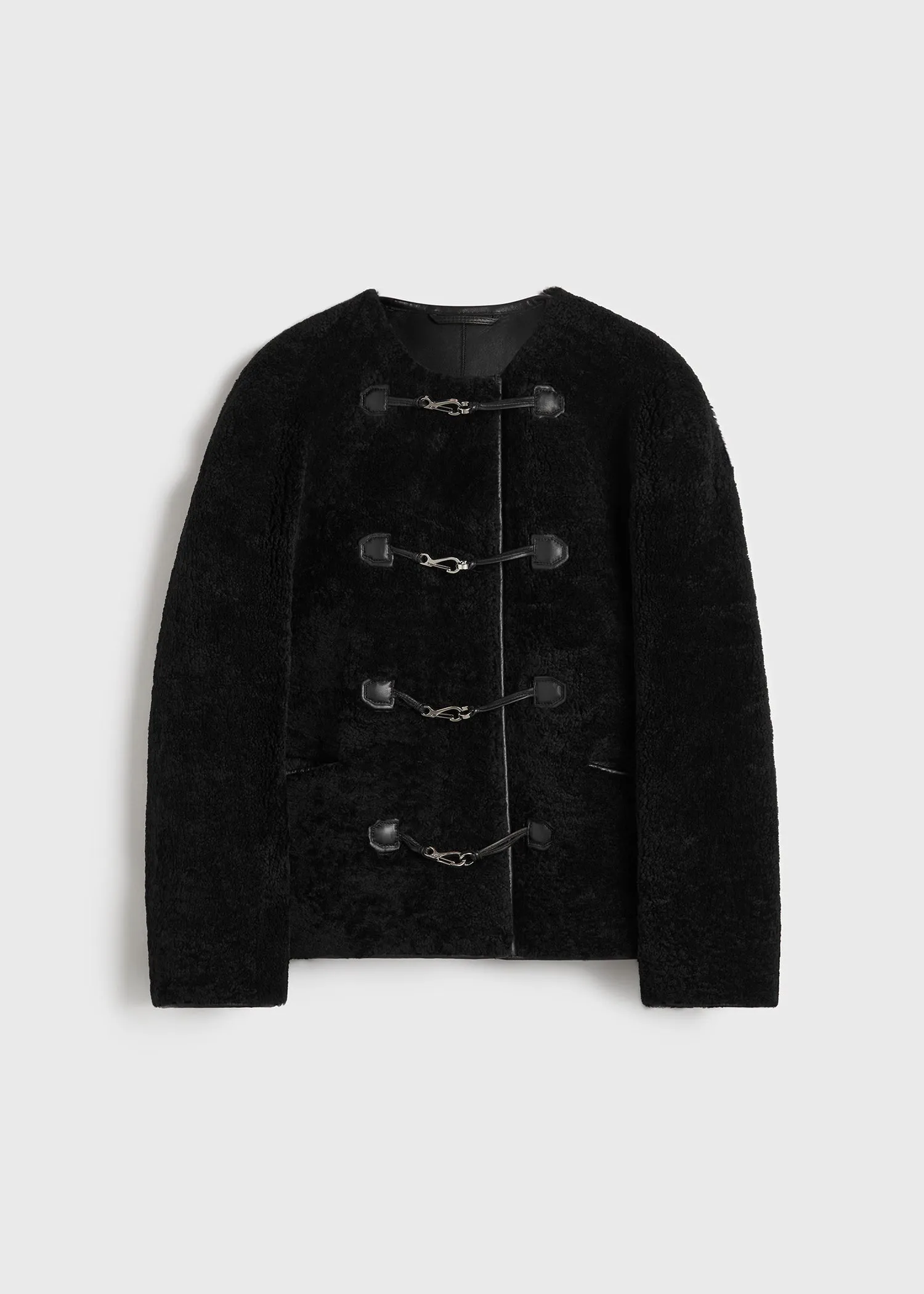 Teddy shearling clasp jacket black