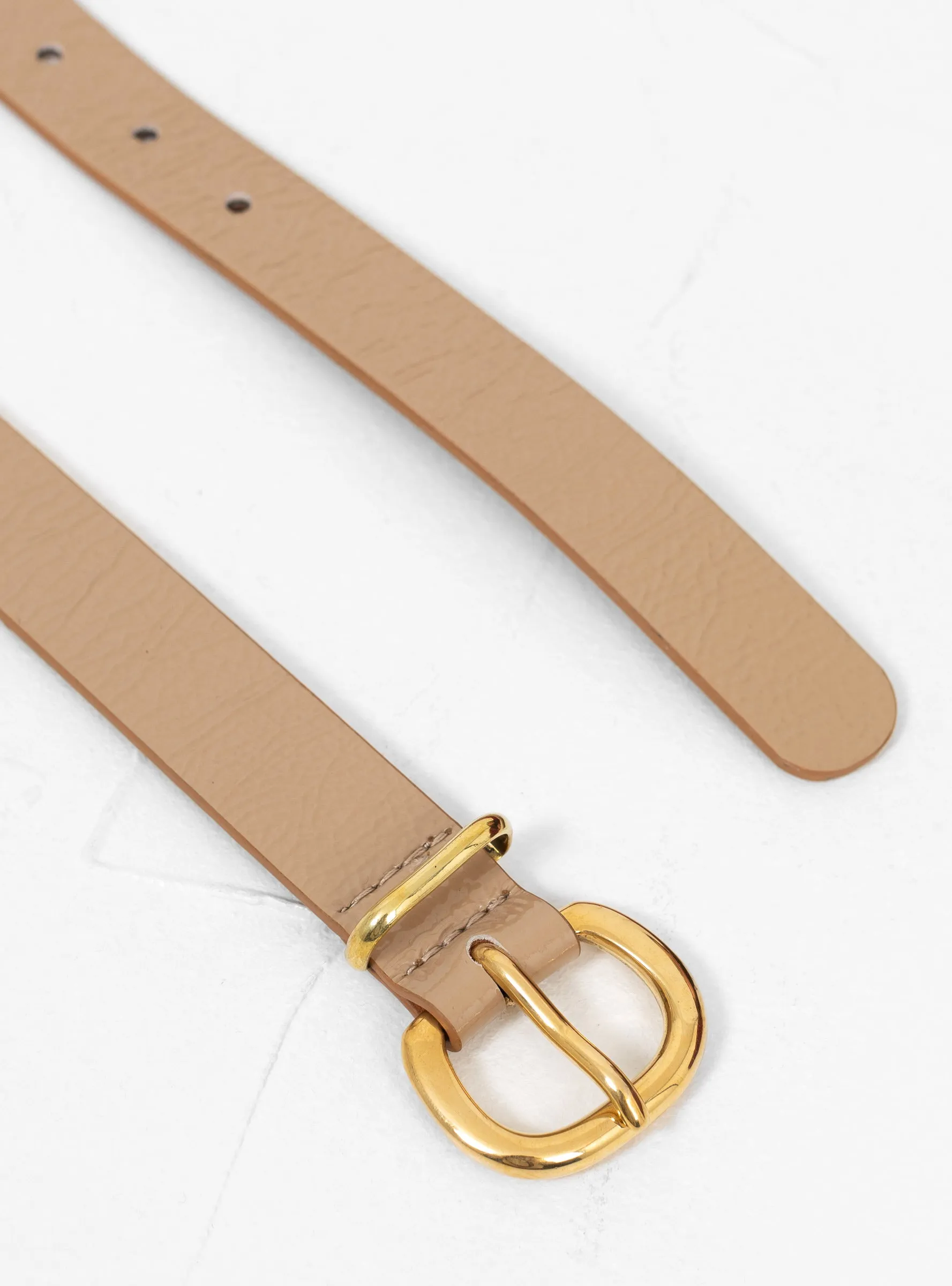 Thin Estate Crinkle Patent Belt Tan