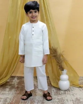 Timeless White Boys Kurta Pajama Set