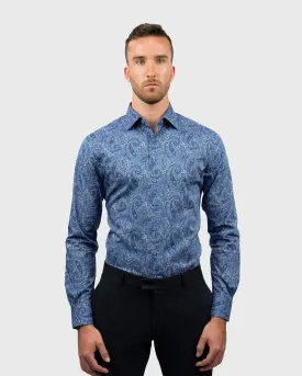 VINCENT & FRANKS S183636015F BLUE PAISLEY LIBERTY PRINT SLIM SC SHIRT