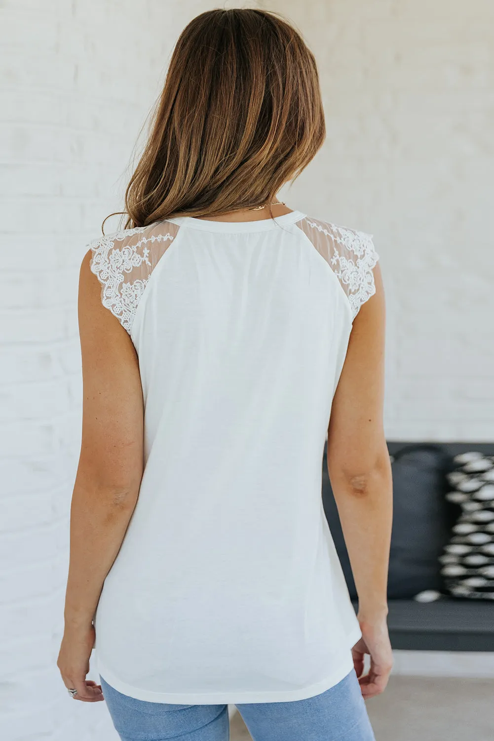 White Lace Cape Flowy Top